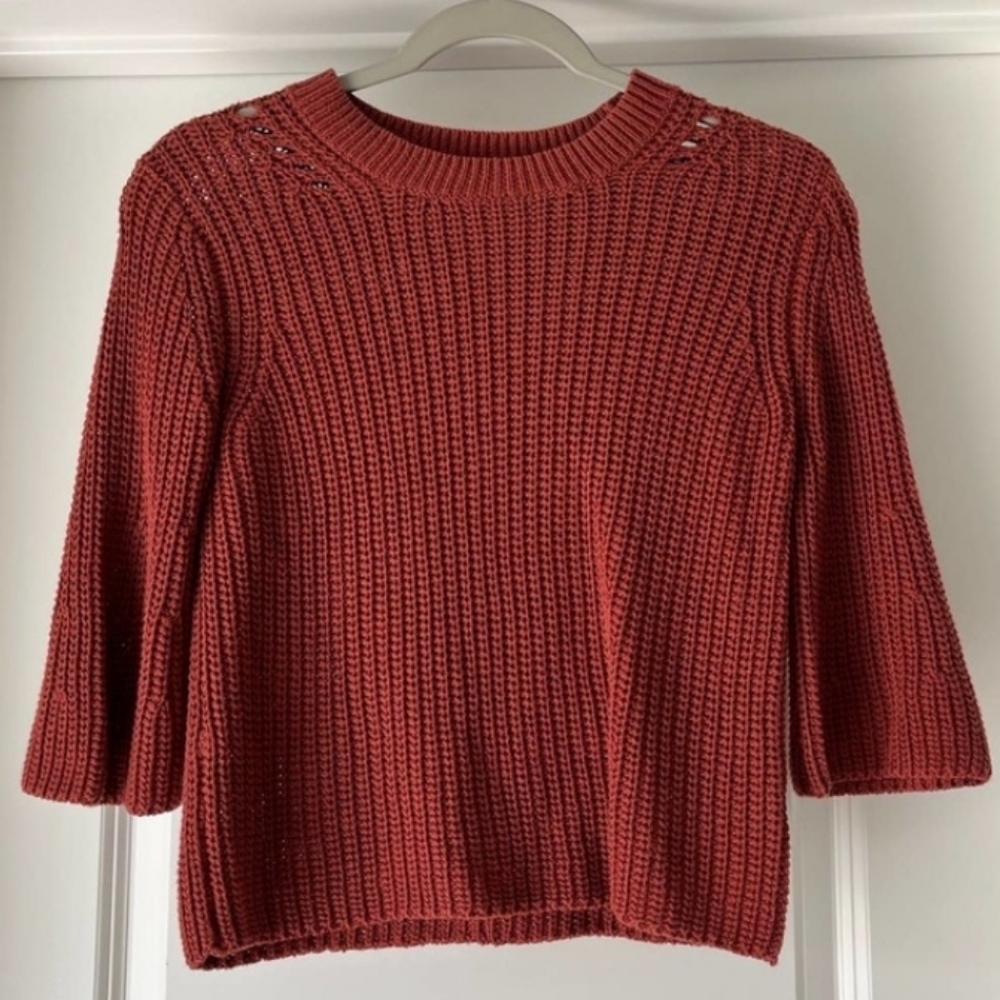 Fisherman Chunky Knit Sweater Size S Fall Minimalist Rustic Mustard Italian Yarn